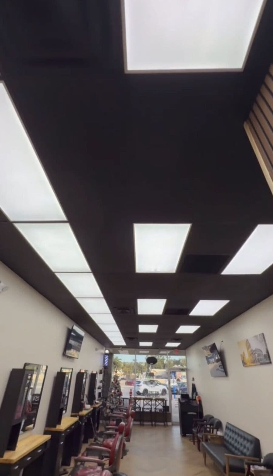 Looking down the shop toward the front window